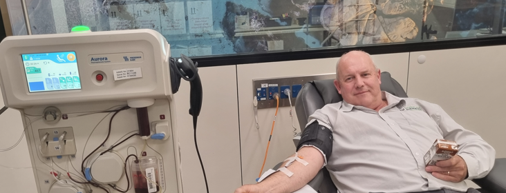 brad donating blood